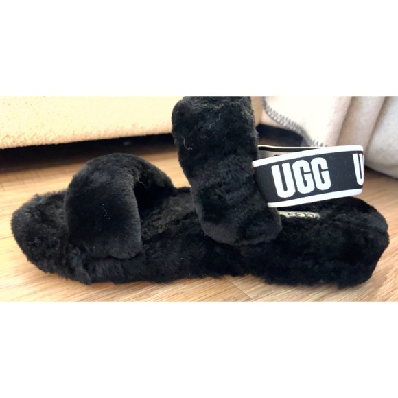 UGG Oh Yeah Fluffy slipper black size 8 - Picture 4 of 6